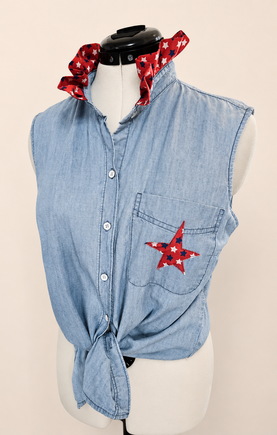 Americana Denim Ruffle Top