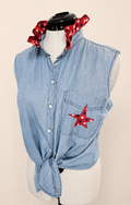 Americana Denim Ruffle Top